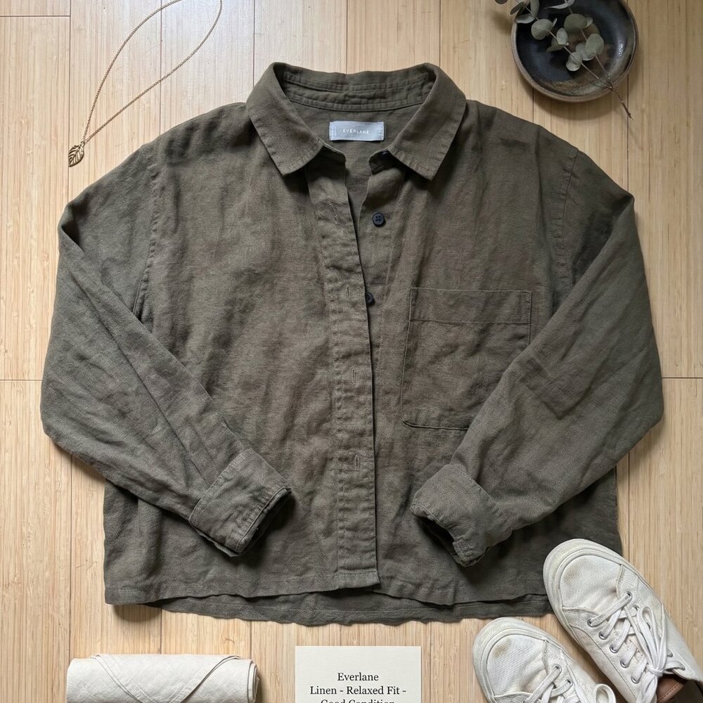 Everlane 100% Linen Cropped Shirt
